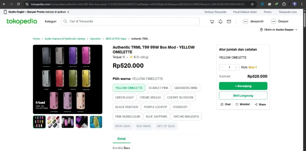 detail produk vape di Tokopedia