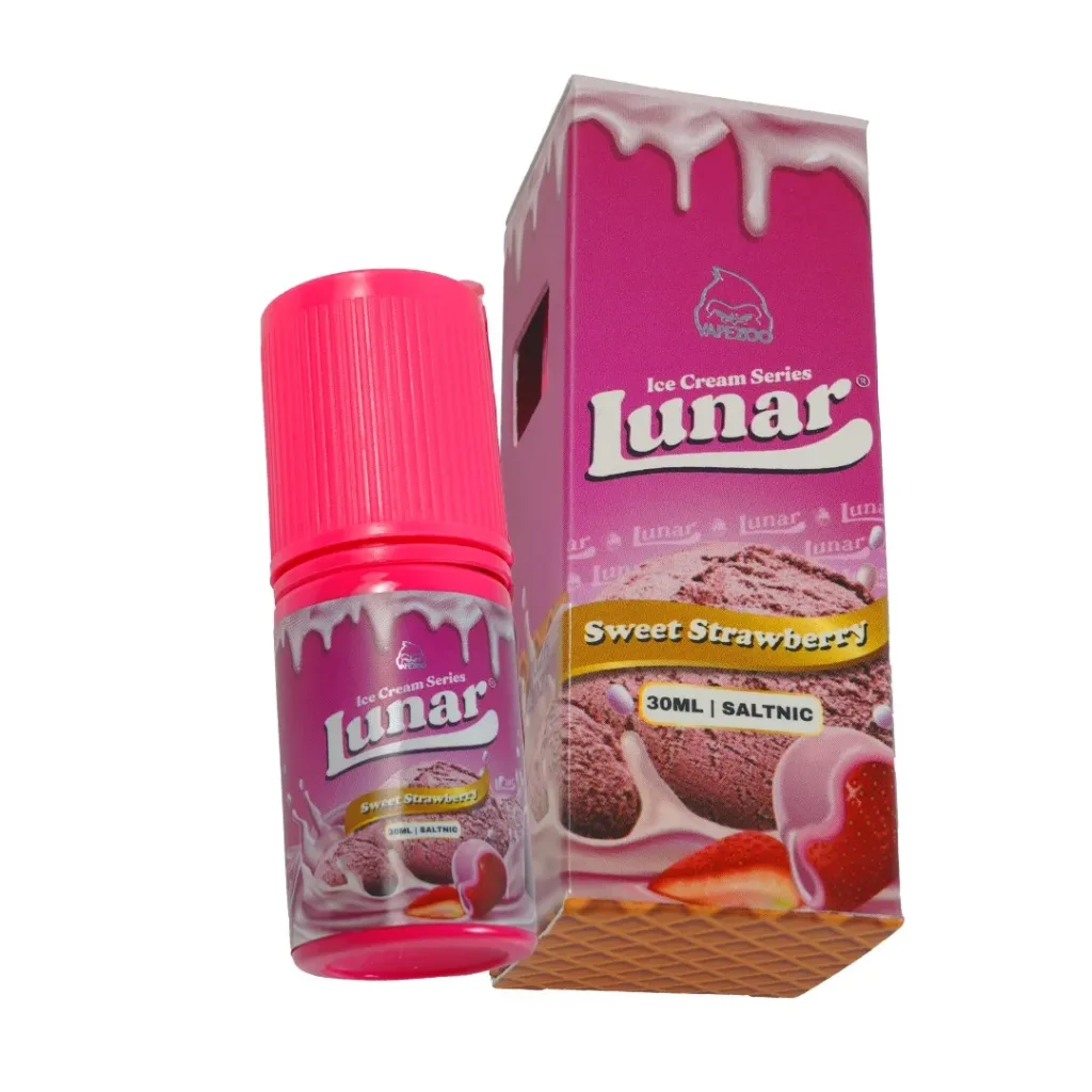salah satu rekomendasi liquid rasa strawberry dari vaporista adalah Sweet Strawberry Lunar
