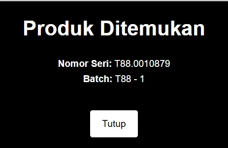 Hasil cek keaslian (Authentication) device TRML